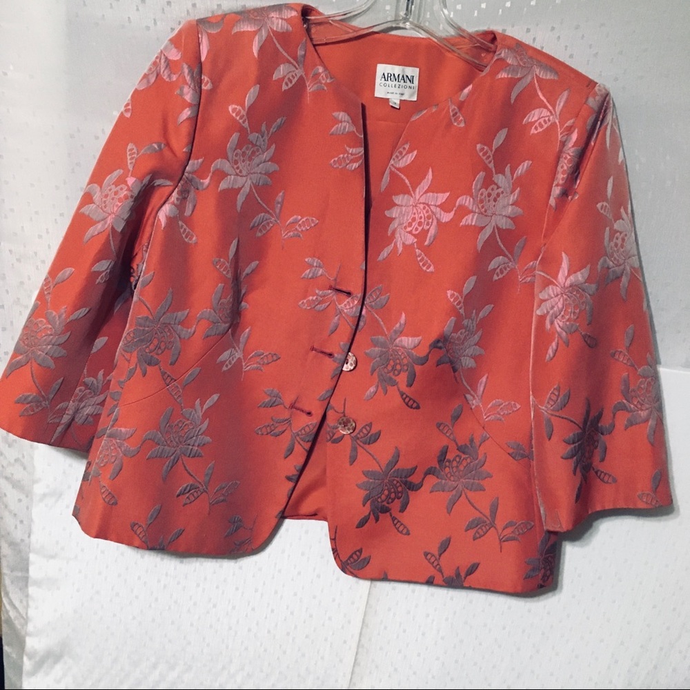 ARMANI COLLEZIONI Orange/Grey Jacket Size 14